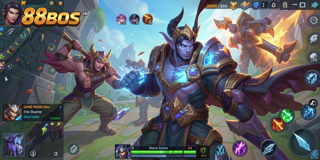 Tampilan seru dari aksi pertempuran dalam game MOBA 88BOS.