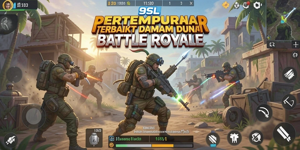 Screenshot 9SL menampilkan aksi seru dalam pertarungan Battle Royale.