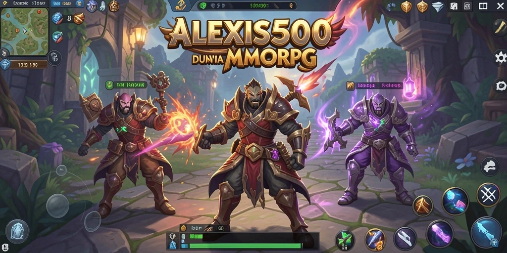 Tampilan gameplay ALEXIS500 menampilkan pertarungan seru dan karakter unik.