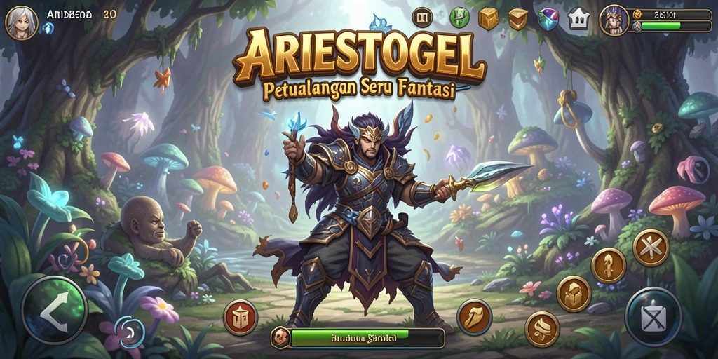 Tampilan epik gameplay ARIESTOGEL dengan petualangan mendebarkan.