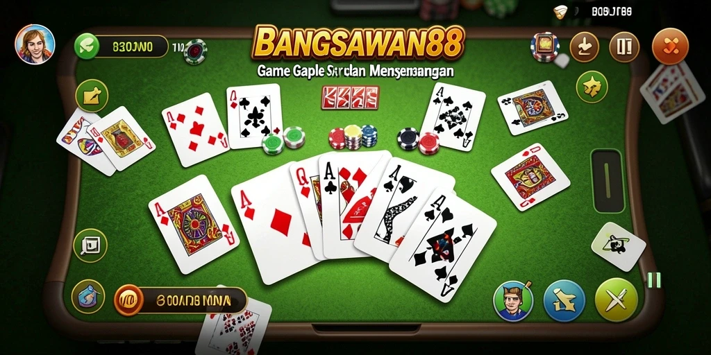 Tampilan utama game BANGSAWAN88 yang menampilkan gameplay Gaple yang seru.