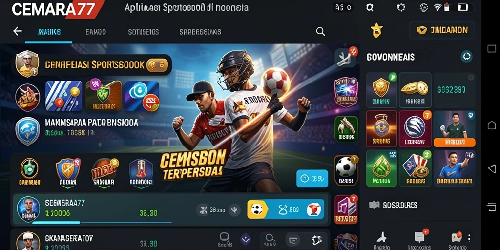 Tampilan interaktif dan menarik dari gameplay Sportsbook CEMARA77.