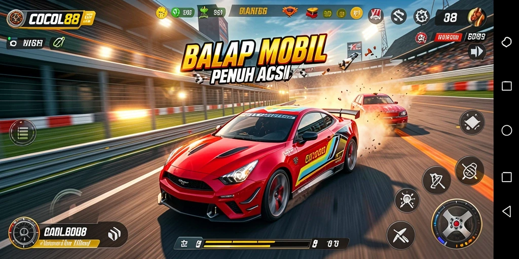 Screenshot COCOL88 menampilkan aksi balap yang mendebarkan.