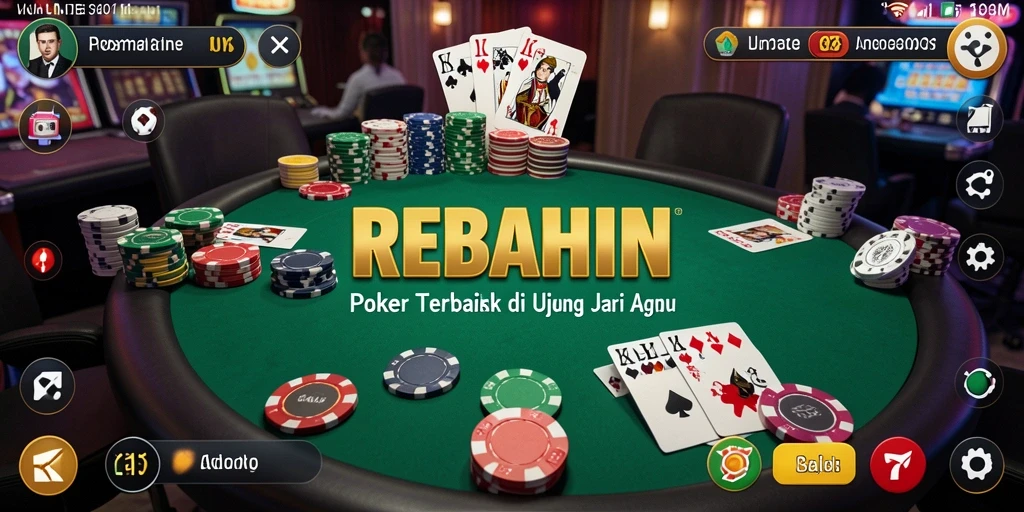 Tampilan gameplay seru di REBAHIN, permainan poker yang menegangkan.
