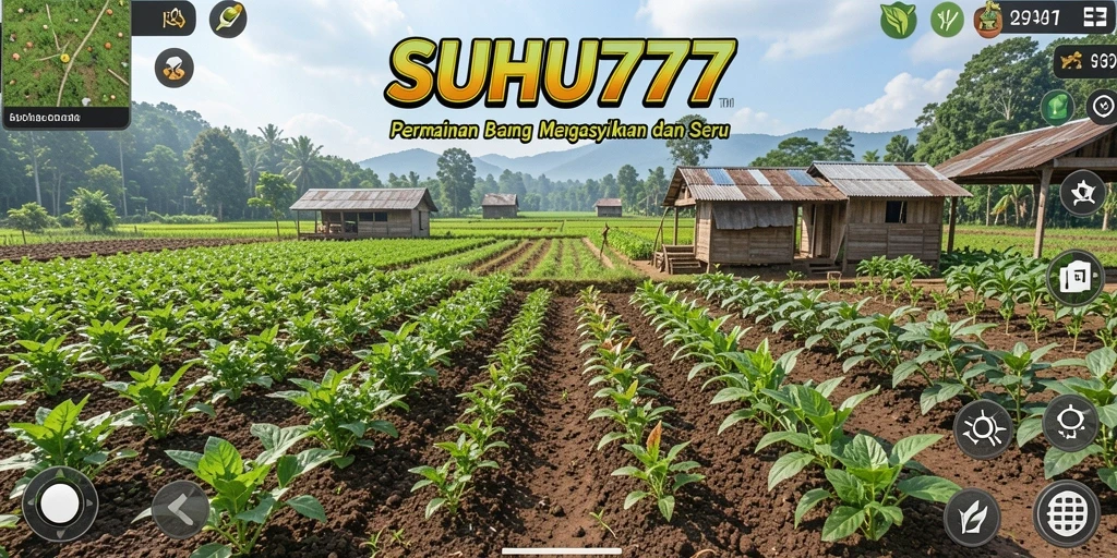 Tampilan gameplay <strong>Suhu777</strong> yang menarik dengan berbagai aktivitas bertani.