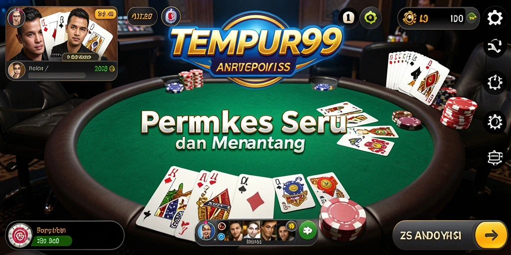 Tampilan gameplay TEMPUR99 dengan grafis poker yang menakjubkan.