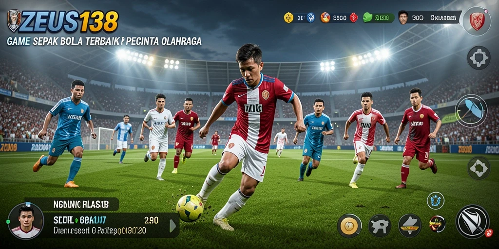 Tampilan gameplay ZEUS138 yang mendebarkan dengan aksi sepak bola yang intens.